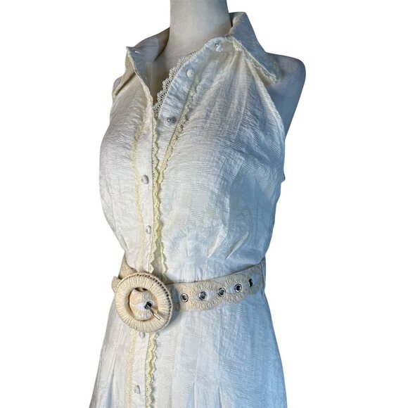 HEMANT AND NANDITA Tora Long Belt Buckle Dress in White X-Small New Maxi Gown - Picture 8 of 13